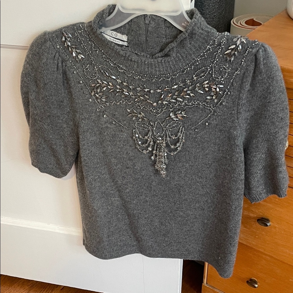 CO Gray Embellished Turtleneck Sweater